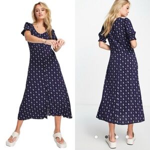 & Other Stories Button Front Paisley Midi Dress